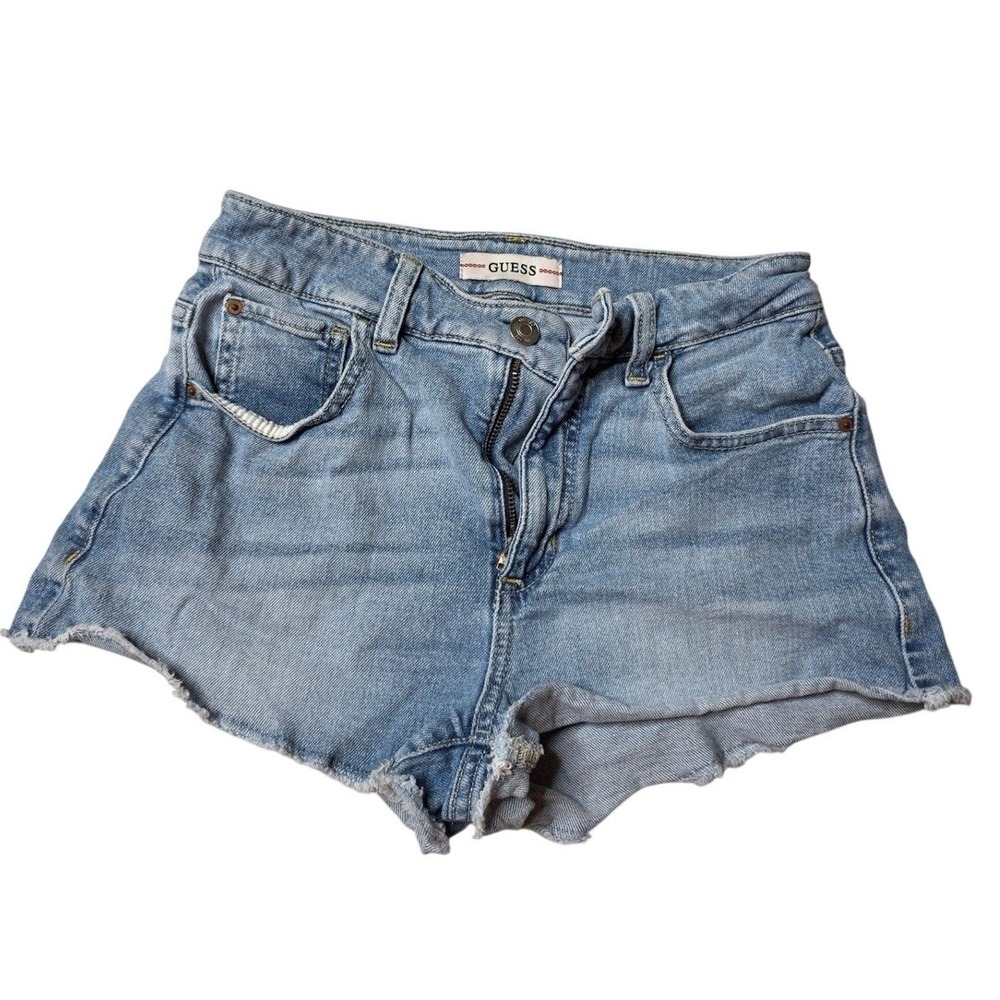 Guess Womens‎ Light Wash Denim Cut Off Shorts Raw Hem Size 26 W02D49TA B1